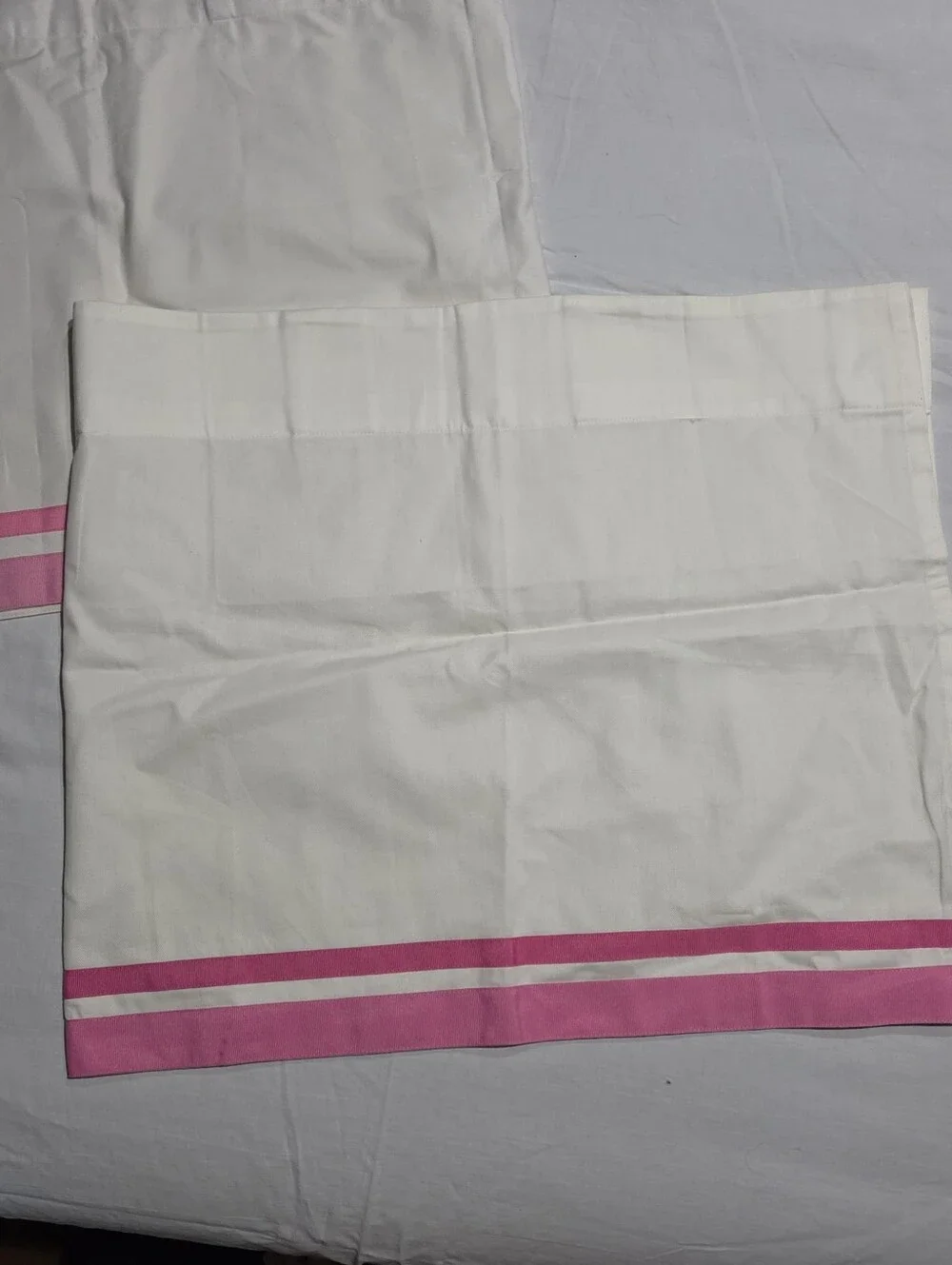 Pottery Barn Kids Harper White Pink Trim Valances Set of 2